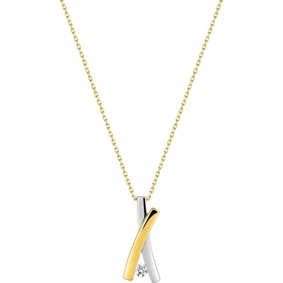 Collier or jaune et jaune 18 carats, oxyde zirconium